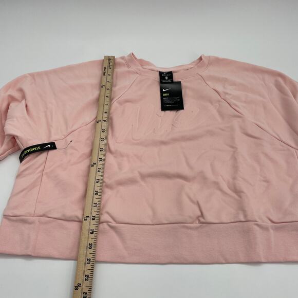 New NIKE Women's Sweatshirt Size 2X Cropped Dri-Fit Soft Pink Logo Pullover - Picture 5 of 6
